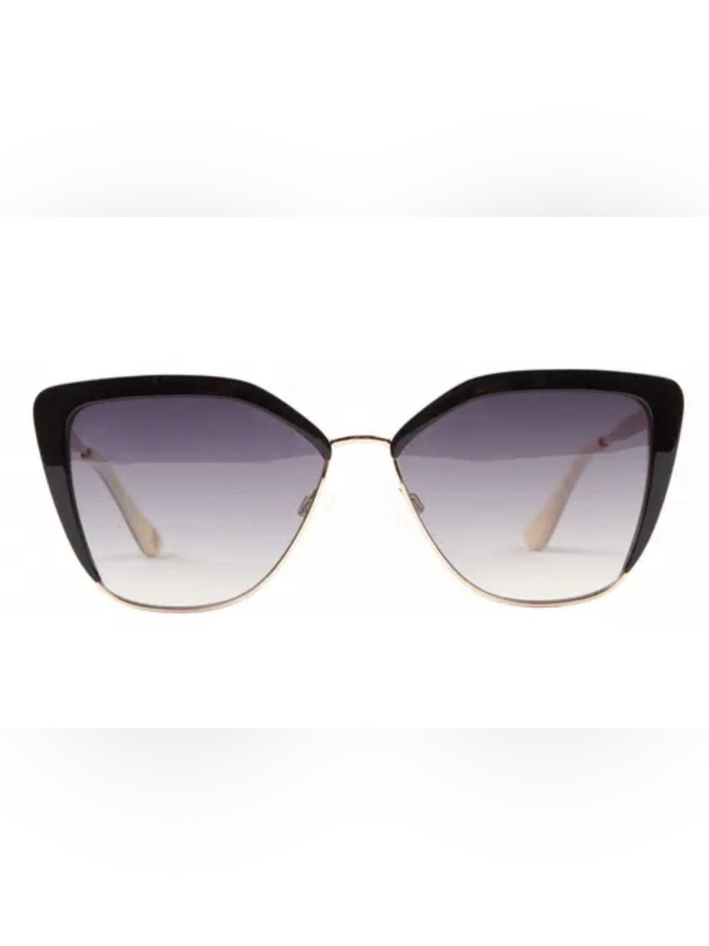 Women's Black Cat-Eye Sunglasses with Gradient Purple Lenses
